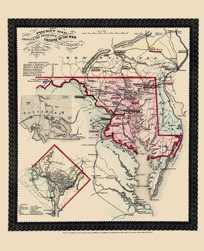 Marlyand Pennsylvania Virginia - Traubel 1861 art print by Traubel for $57.95 CAD