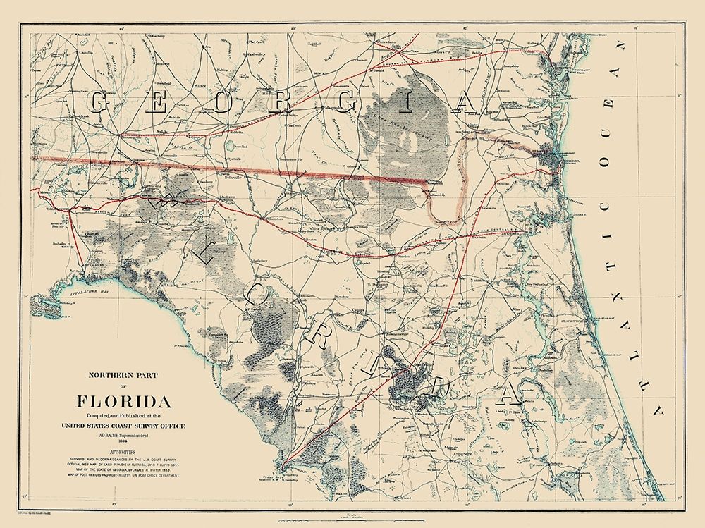 Northern Florida - Bache 1864 art print by Bache for $57.95 CAD