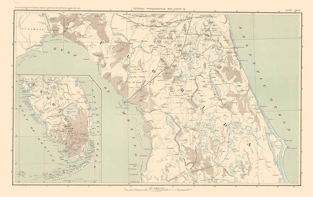 Lower Florida Pennisula - Bien 1895 art print by Bien for $57.95 CAD