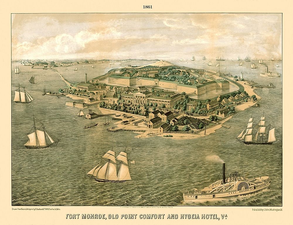 Fort Monroe Old Point Comfort Hygeia Virginia art print by Sachse for $57.95 CAD