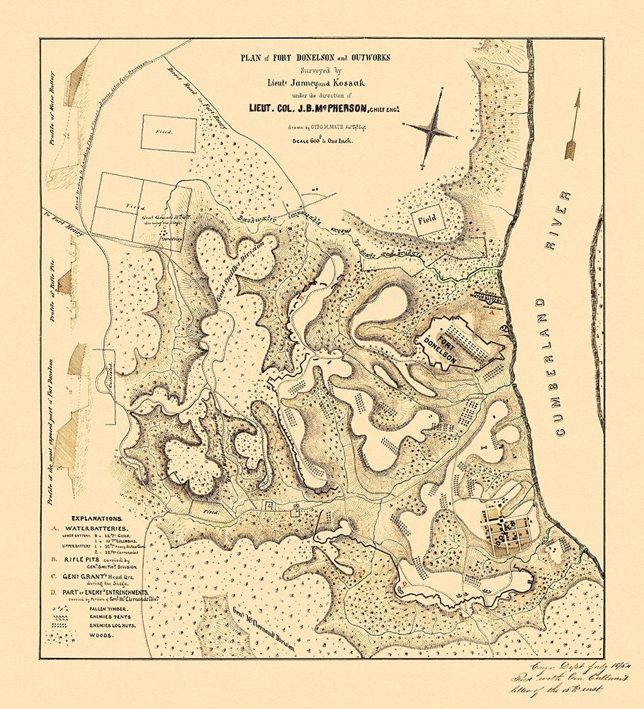 Fort Donelson Outworks Tennessee - McPherson 1876 art print by McPherson for $57.95 CAD