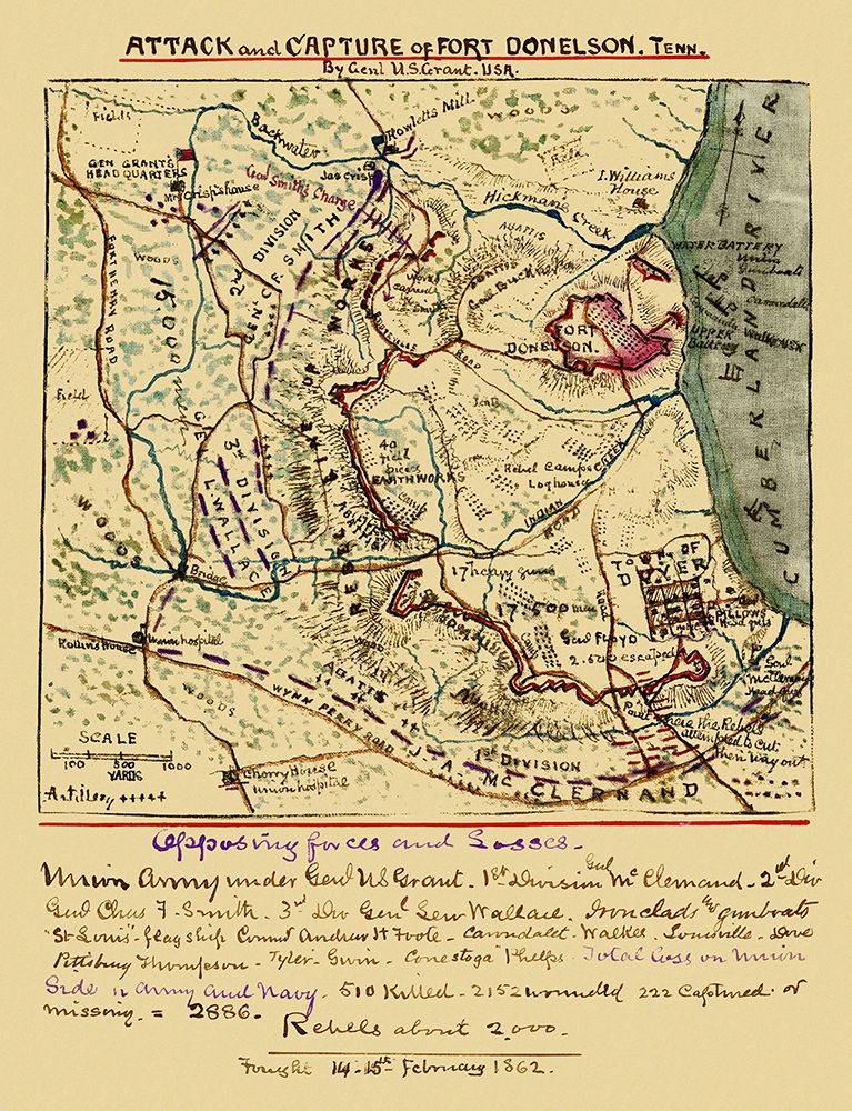 Attack Capture of Fort Donelson Tennessee art print by Grant for $57.95 CAD