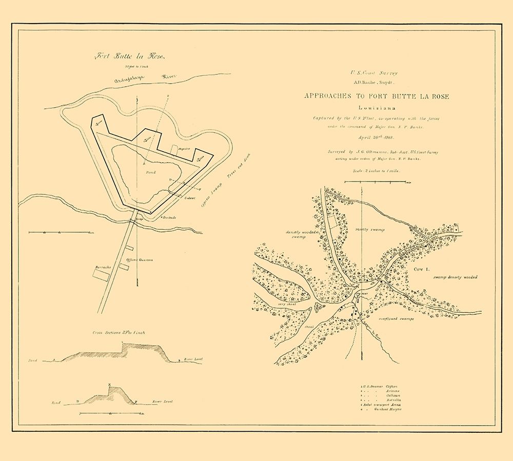 Approaches To Fort Butte La Rose Louisiana art print by Bache for $57.95 CAD