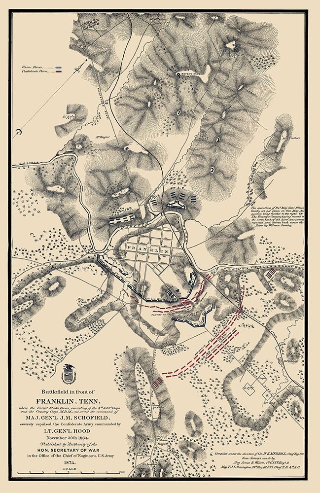 Franklin Tennessee Battlefield - Schofield 1874 art print by Schofield for $57.95 CAD