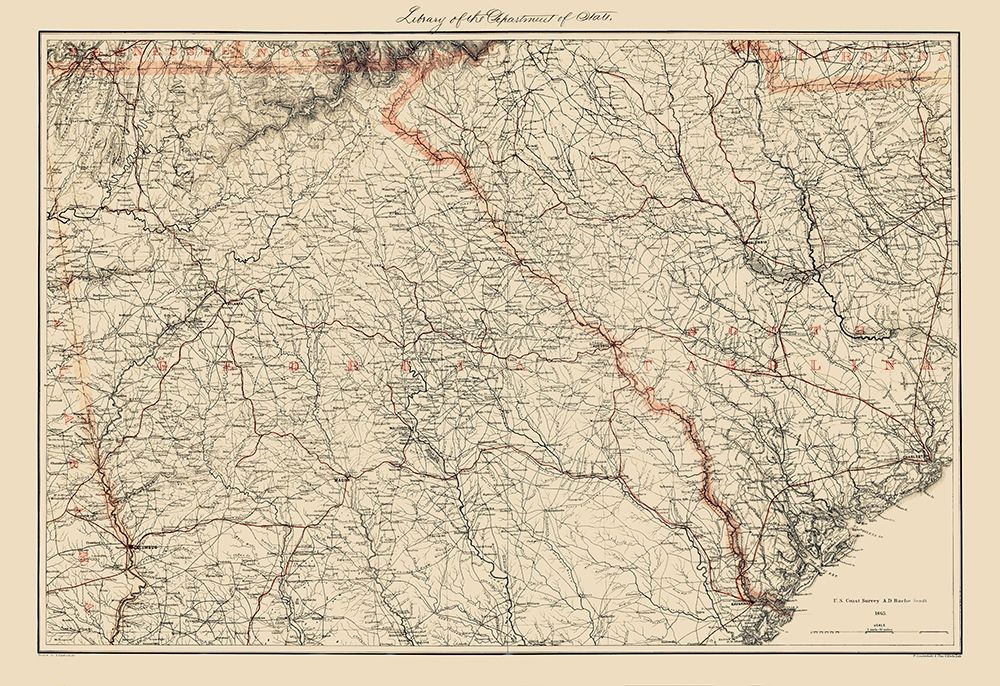 Georgia South Carolina - Bache 1861 art print by Bache for $57.95 CAD