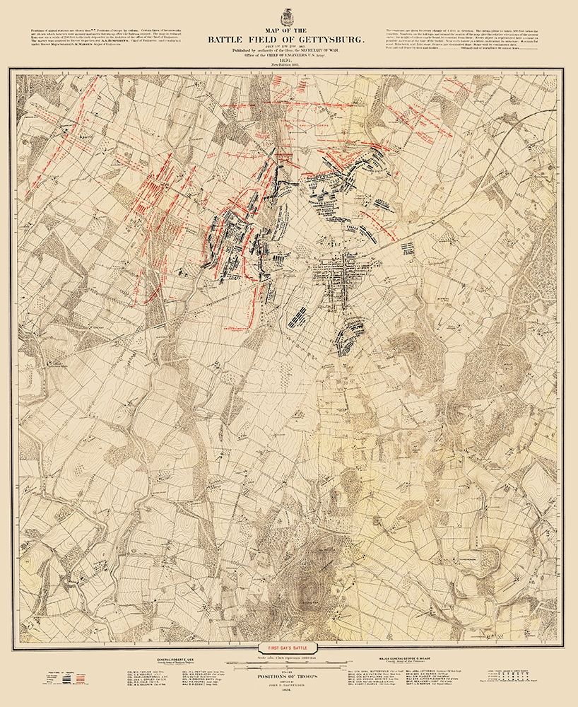 Gettysburg Battlefield First Days Battle art print by Warren for $57.95 CAD