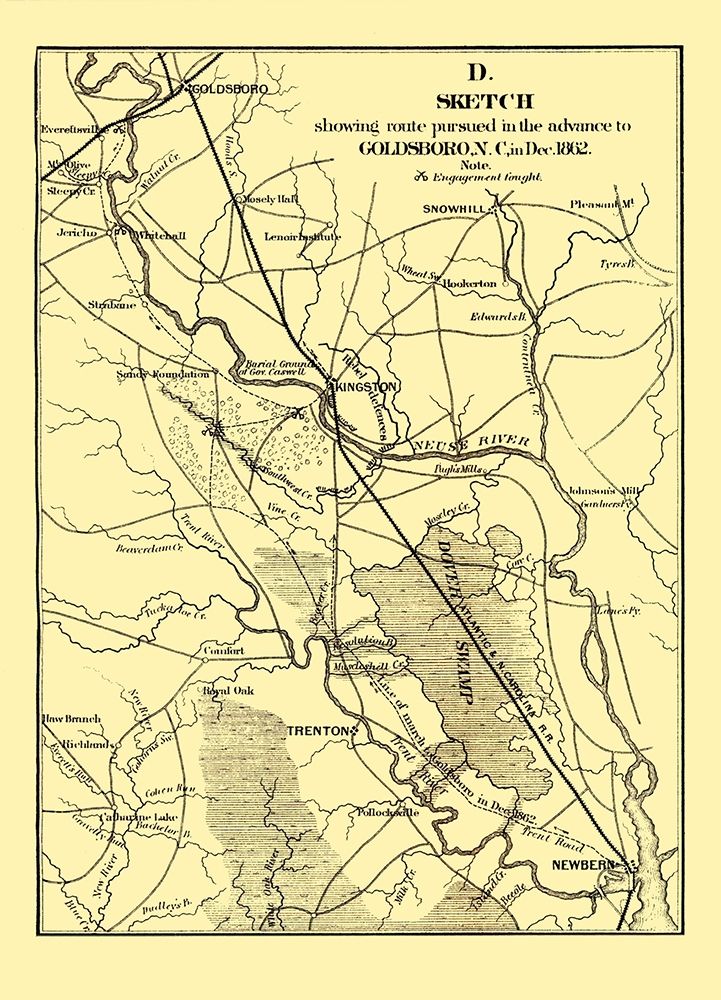 Goldsboro North Carolina - Bowen 1866 art print by Bowen for $57.95 CAD