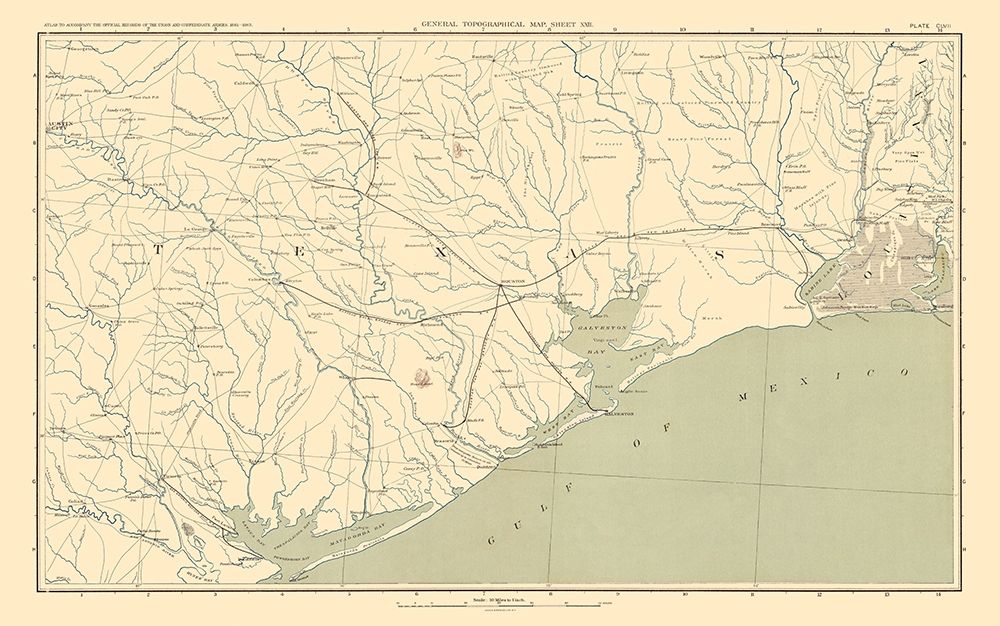 Texas Louisiana Gulf Coast Region - Bien 1895 art print by Bien for $57.95 CAD