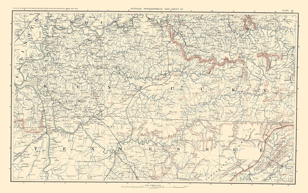 Illinois Indiana Kentucky Tennessee - Bien 1895 art print by Bien for $57.95 CAD