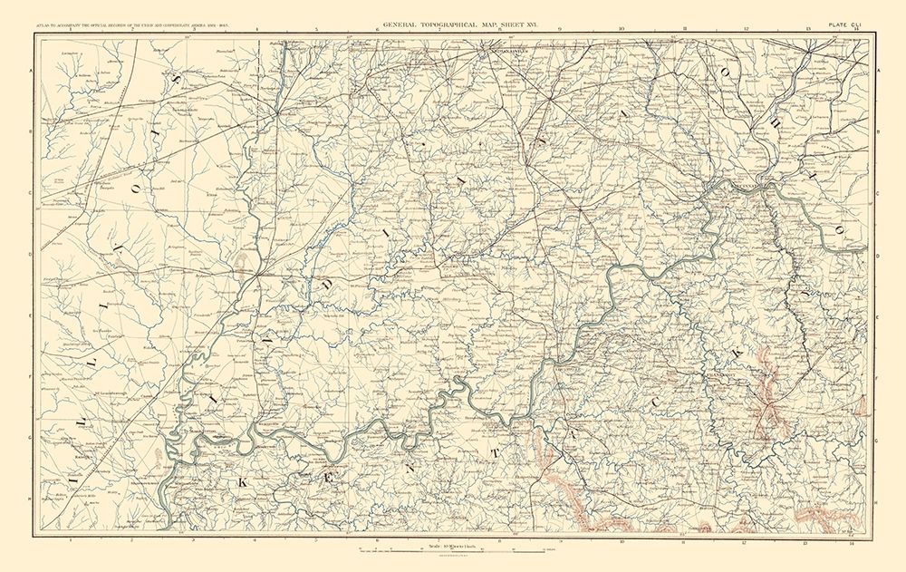 Illinois Indiana Ohio Kentucky - Bien 1895 art print by Bien for $57.95 CAD