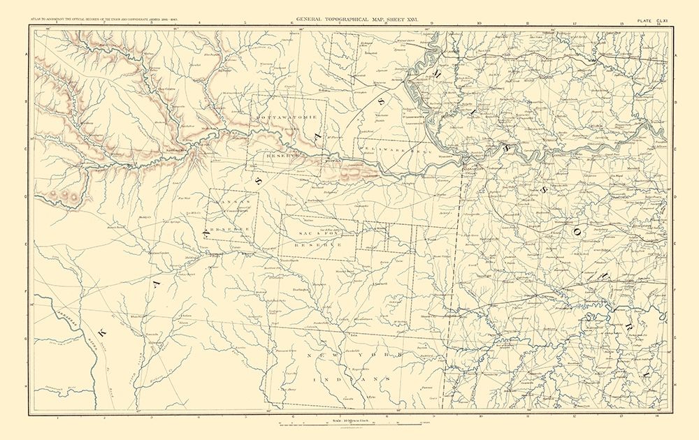 Parts of Kansas Missouri - Bien 1895 art print by Bien for $57.95 CAD