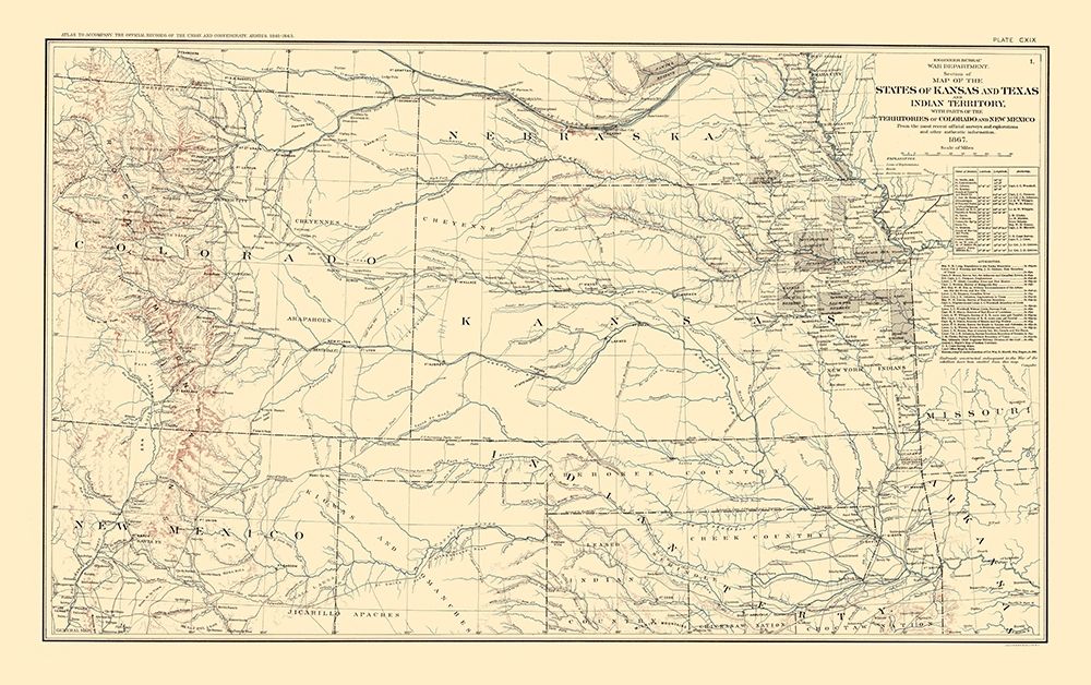 Central United States  - Bien 1895 art print by Bien for $57.95 CAD