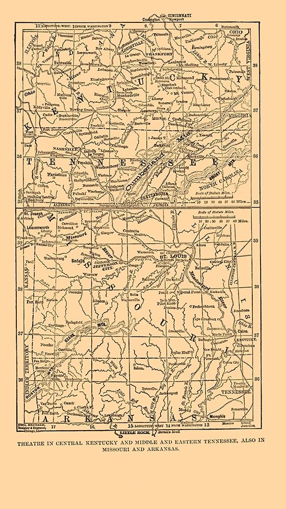 Kentucky Tennessee Missouri Arkansas - Plum 1882 art print by Plum for $57.95 CAD