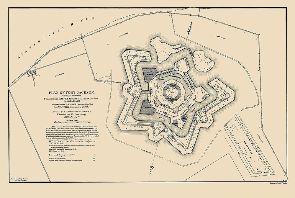 Fort Jackson Louisiana  - Bache 1862 art print by Bache for $57.95 CAD