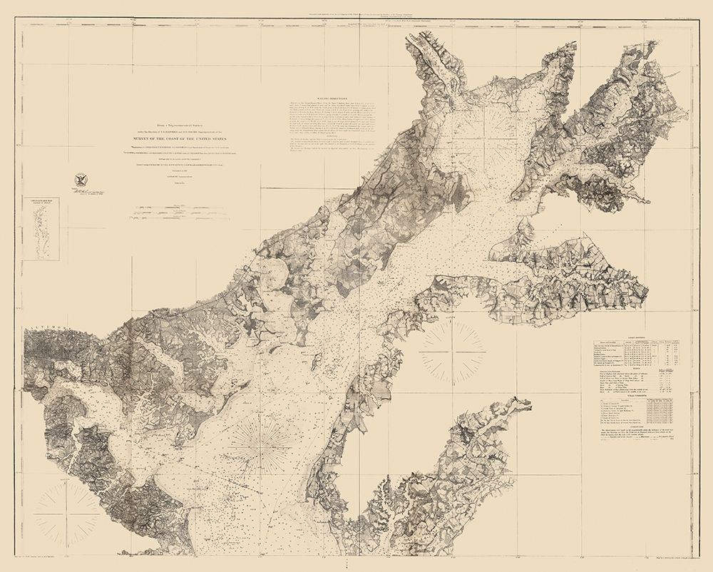 Chesapeake Bay Nautical Chart - 1861 art print by Unknown for $57.95 CAD