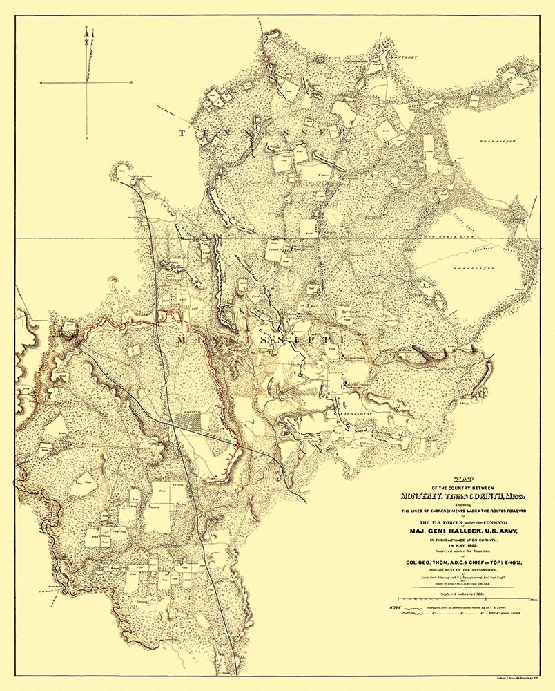 Monterey Tennessee Corinth Mississippi - Bien 1862 art print by Bien for $57.95 CAD