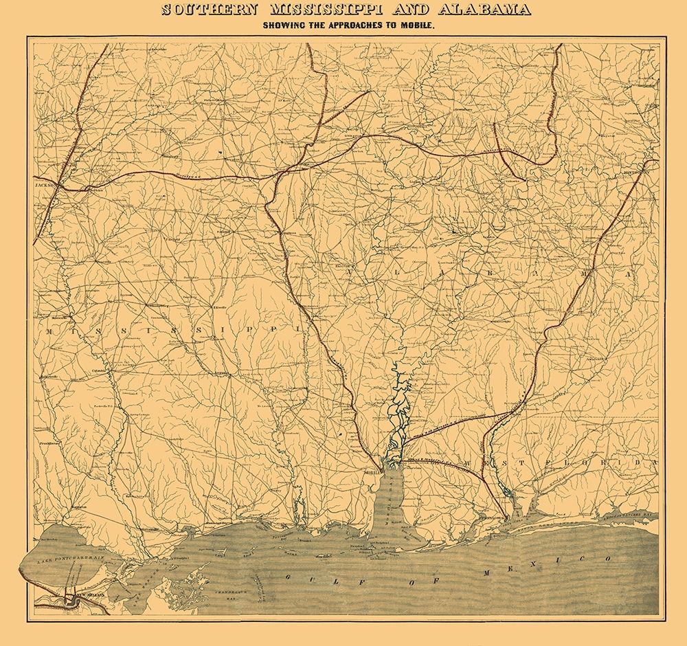 Southern Mississippi Alabama Approaches Mobile art print by Bache for $57.95 CAD