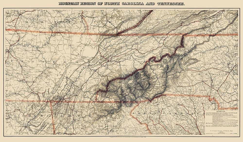 Mountain Region North Carolina Tennessee art print by Bache for $57.95 CAD