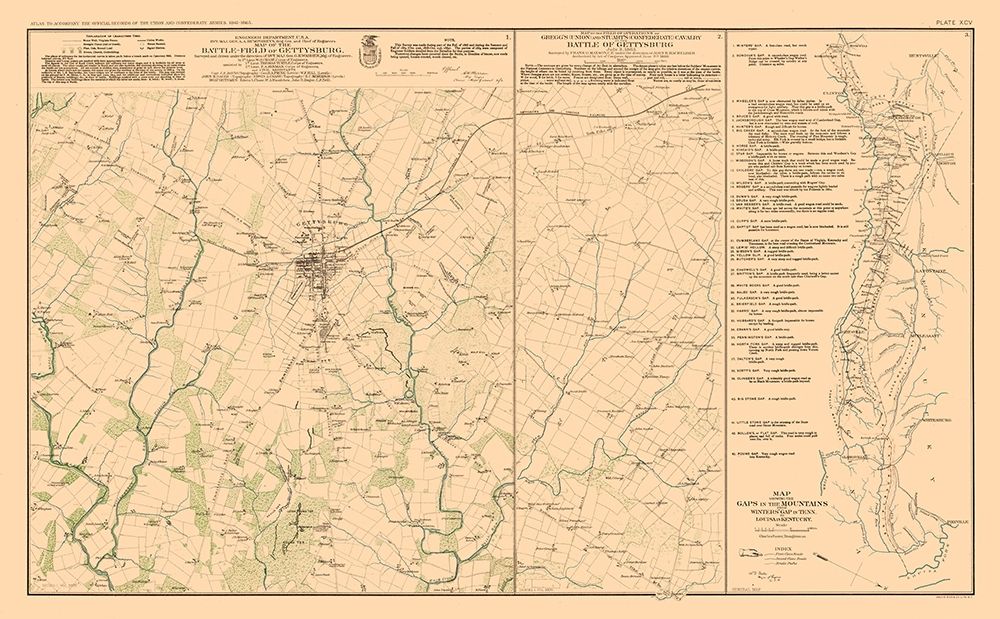 Battle Positions of Gettysburg - Bien 1894 art print by Bien for $57.95 CAD