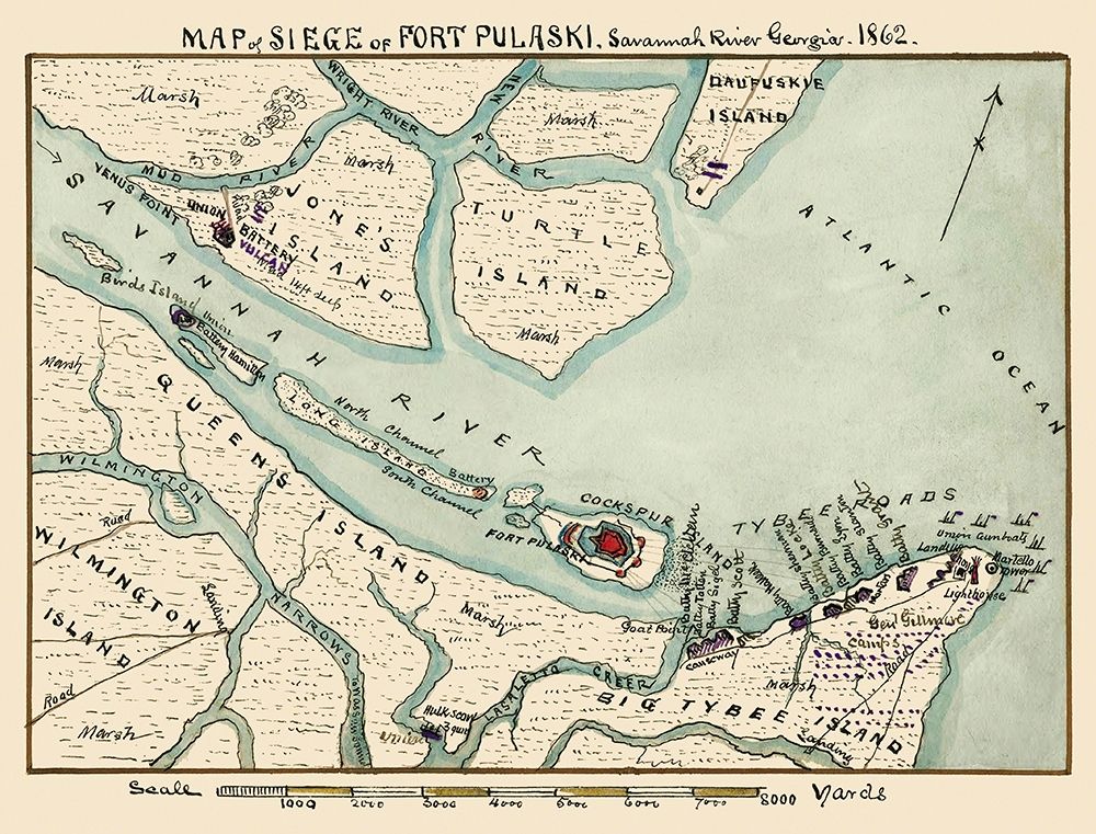 Siege Fort Pulaski Savannah River Georgia art print by Sneden for $57.95 CAD
