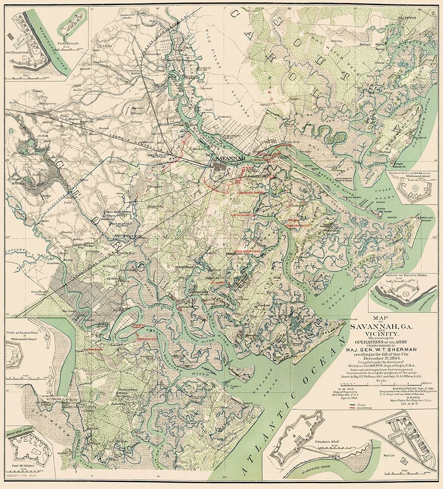 Savannah Georgia and Vicinity - Sherman 1864 art print by Sherman for $57.95 CAD
