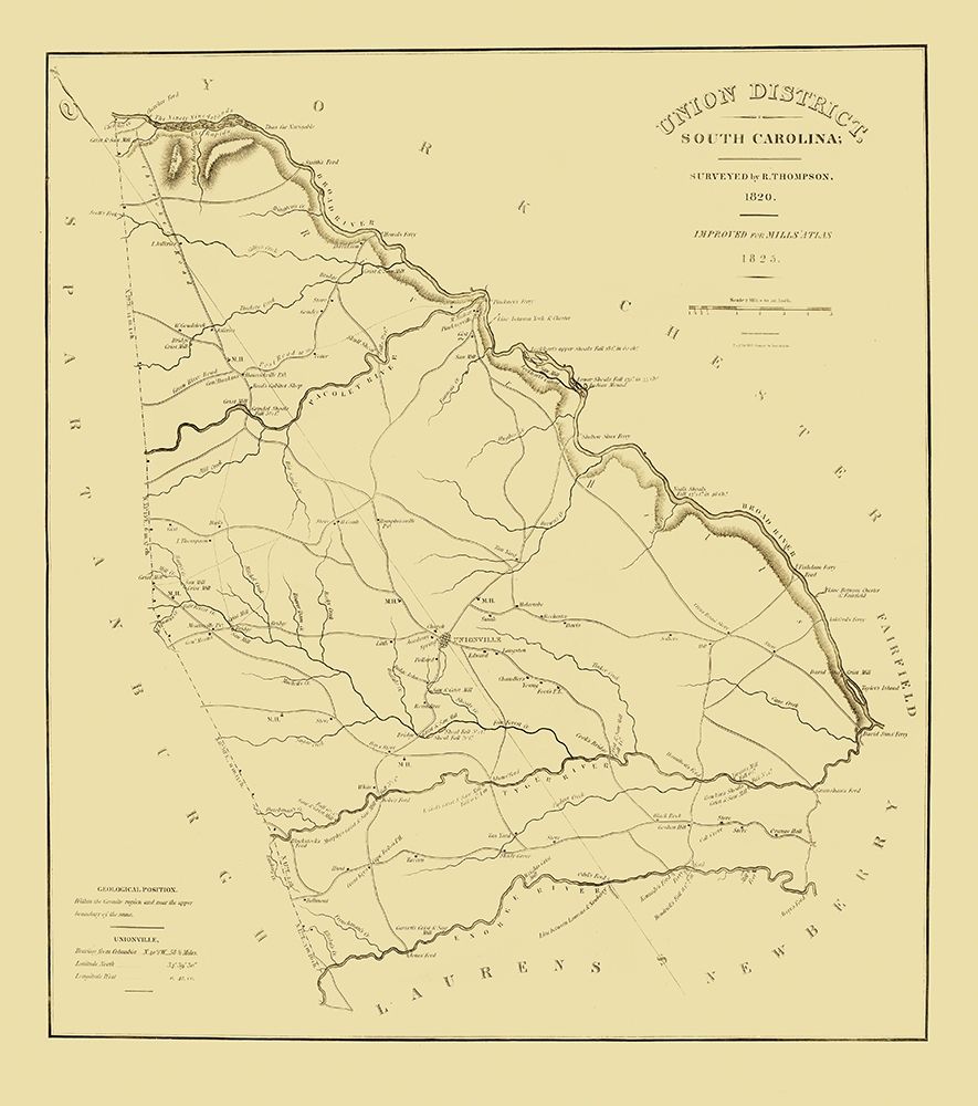 Union District South Carolina - Thompson 1825 art print by Thompson for $57.95 CAD
