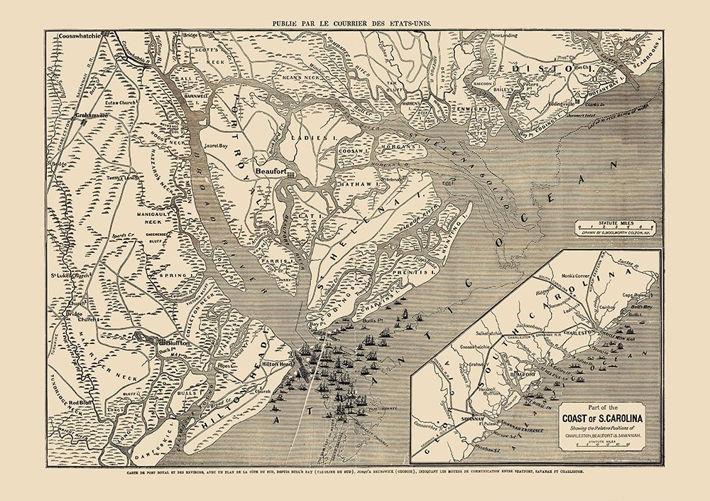 South Carolina - Colton 1860 art print by Colton for $57.95 CAD