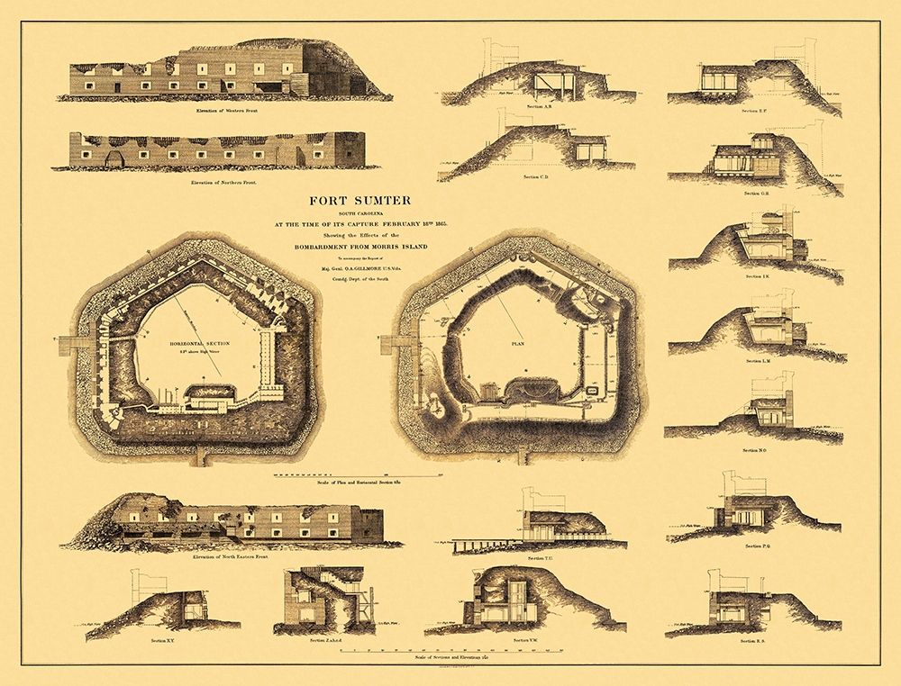 Fort Sumter at Time of Capture - Bien 1865 art print by Bien for $57.95 CAD