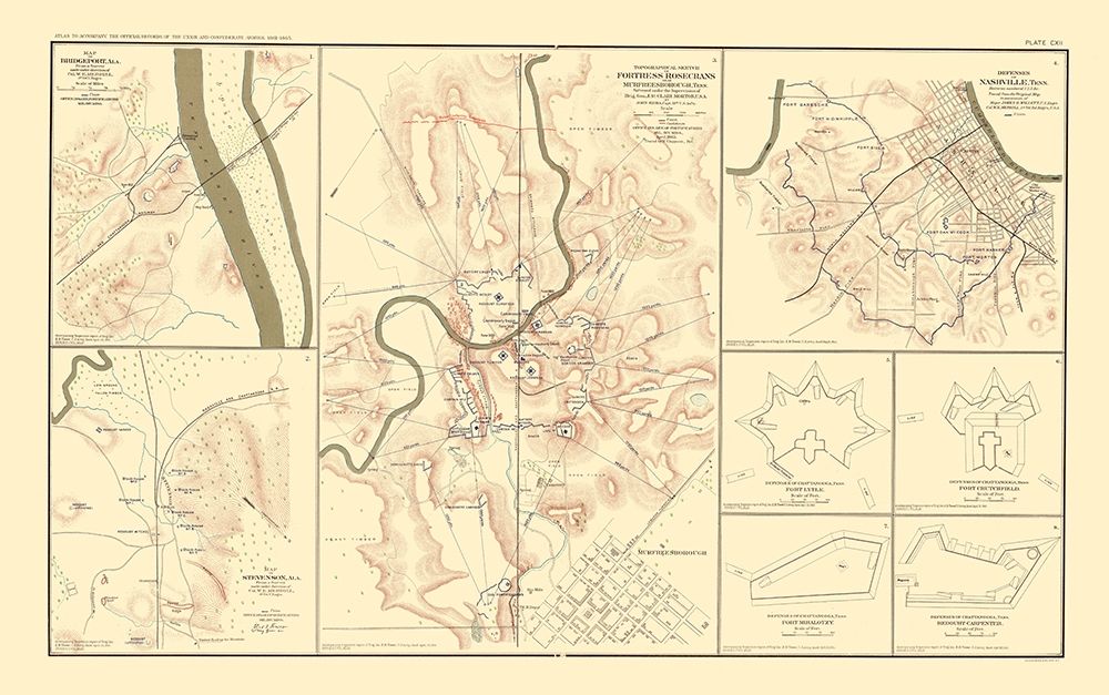 Defenses Forts Tennessee Alabama - Bien 1895 art print by Bien for $57.95 CAD