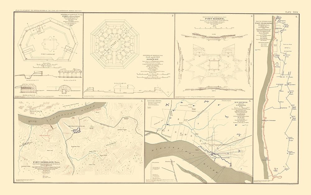 Defenses Forts Nashville Memphis Tennessee art print by Bien for $57.95 CAD