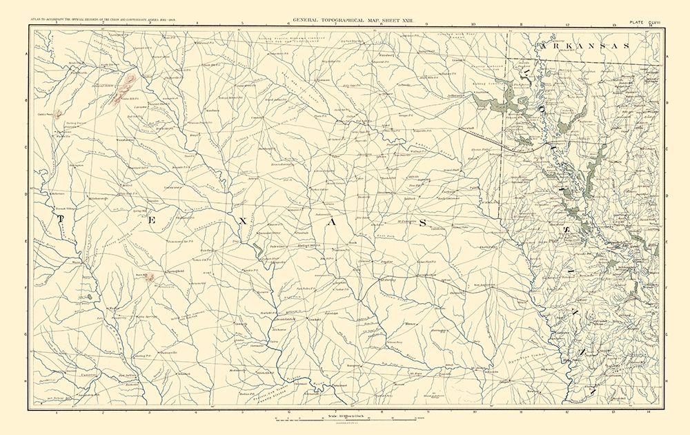 Texas Louisiana Arkansas - Bien 1895 art print by Bien for $57.95 CAD