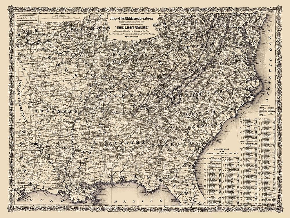 Military Operations Lost Cause 1861 to 1865 art print by Colton for $57.95 CAD