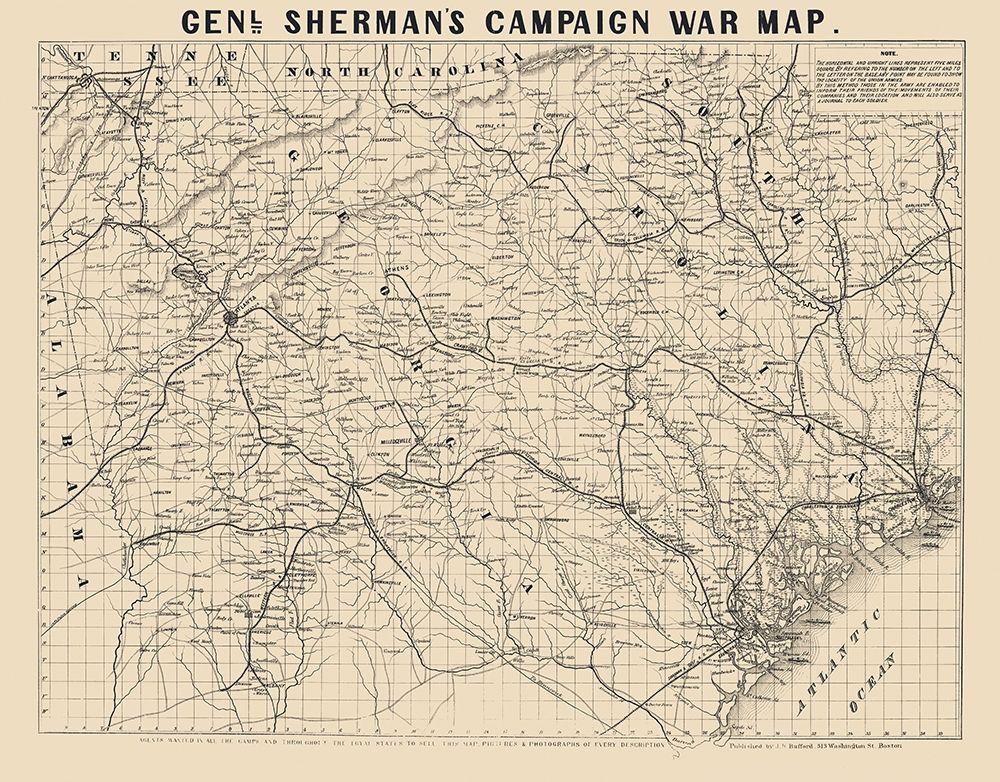 General Shermans Campaign  - Bufford 1860 art print by Bufford for $57.95 CAD