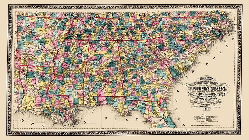 Southern States Railway County - Mendenhall 1864 art print by Mendenhall for $57.95 CAD