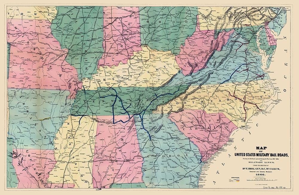 United States Military Railroads 1862 to 1866 art print by Bien for $57.95 CAD