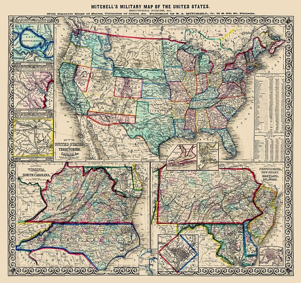 United States Military Forts - Mitchell 1861 art print by Mitchell for $57.95 CAD