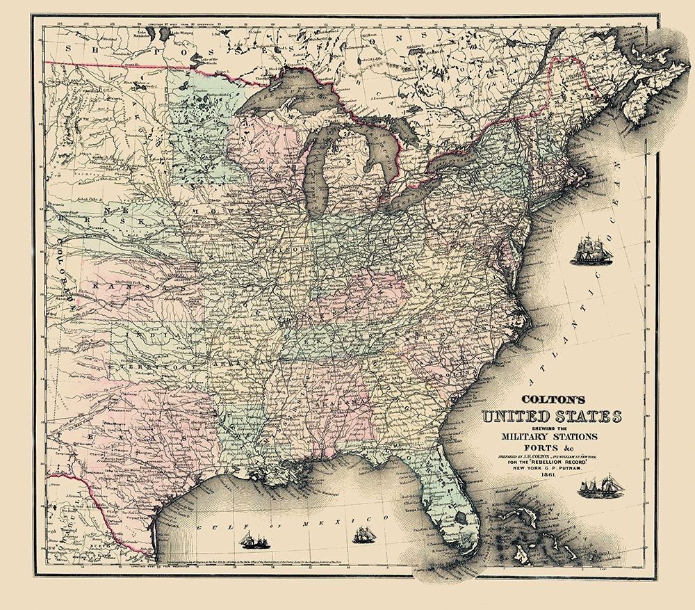 United States Military Stations Forts - Colton art print by Colton for $57.95 CAD