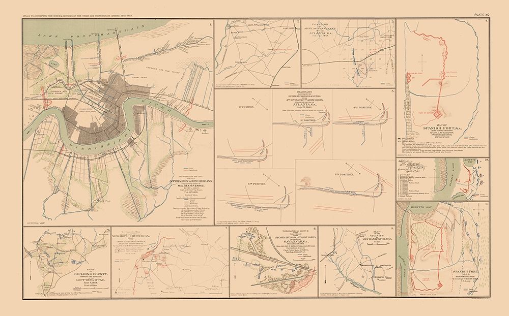 Approaches Forts 10 Views - Bien 1894 art print by Bien for $57.95 CAD