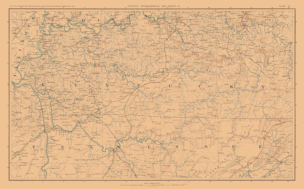 Illinois Indiana Tennessee Kentucky - Bien 1894 art print by Bien for $57.95 CAD