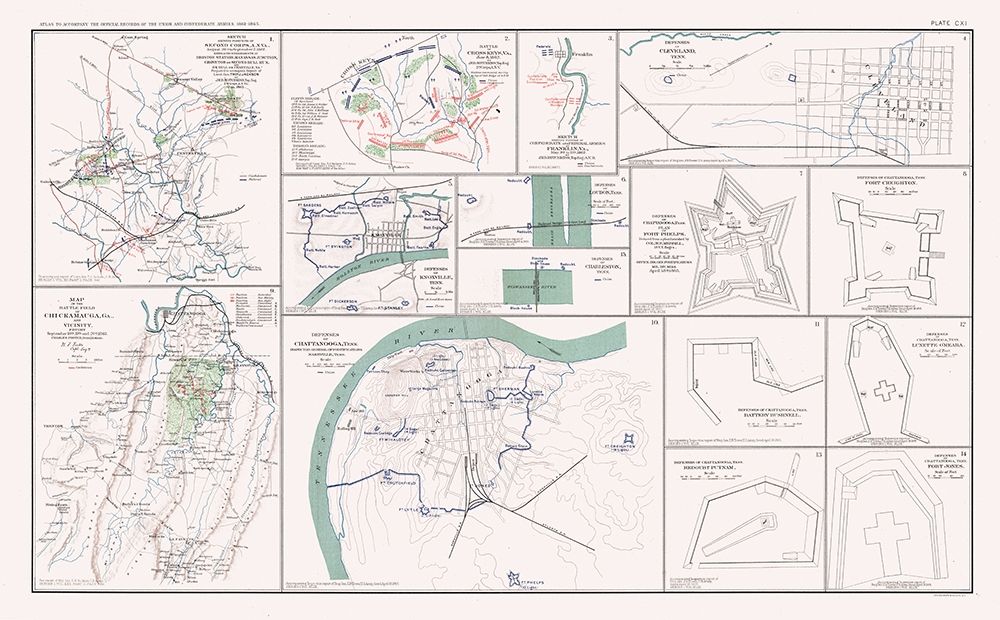Key Forts Defenses of South - Bien 1894 art print by Bien for $57.95 CAD