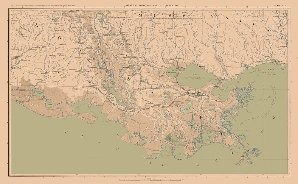 Louisianna Mississippi Theatre of War - Bien 1894 art print by Bien for $57.95 CAD