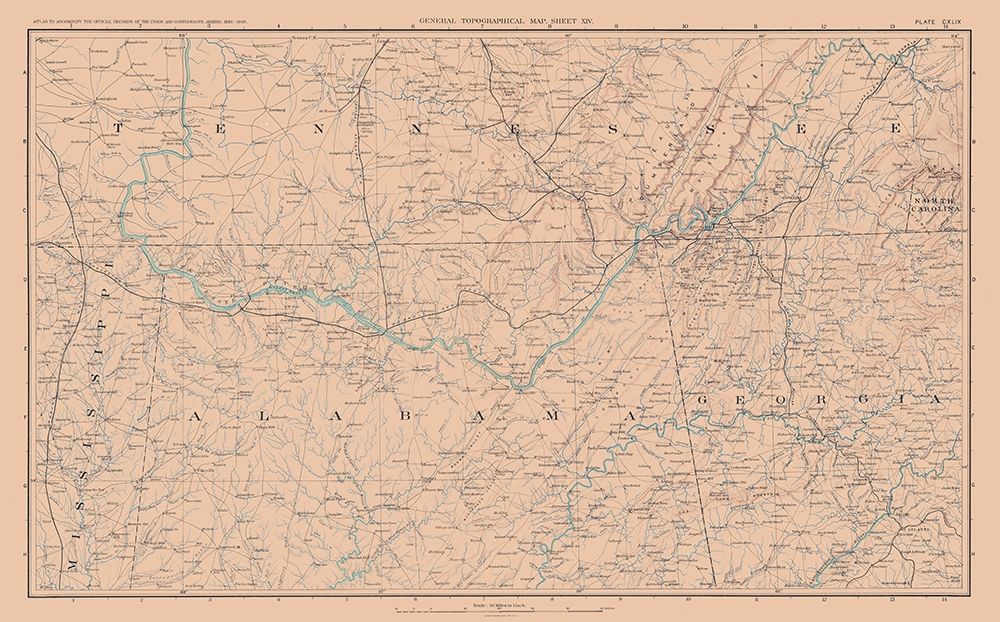 Mississippi Tennessee Alabama Georgia - Bien 1894 art print by Bien for $57.95 CAD