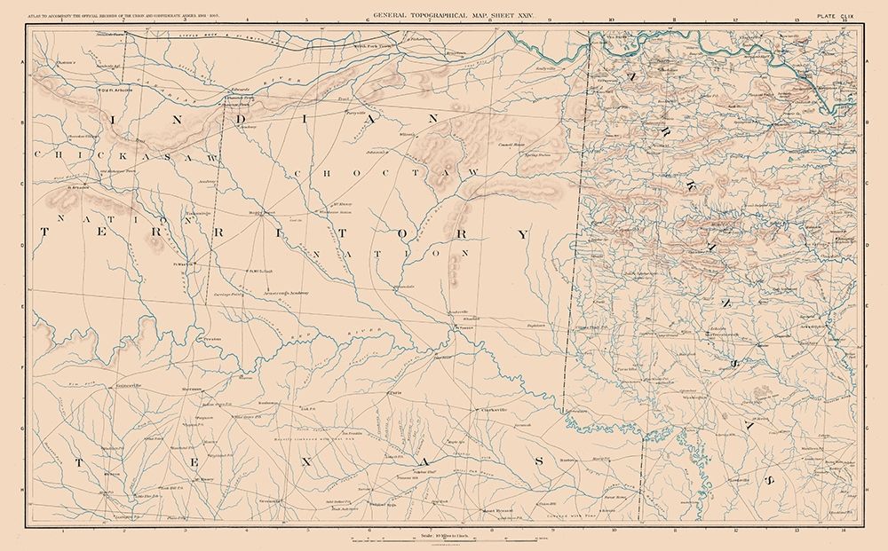 Indian Territory Texas Arkansas - Bien 1894 art print by Bien for $57.95 CAD