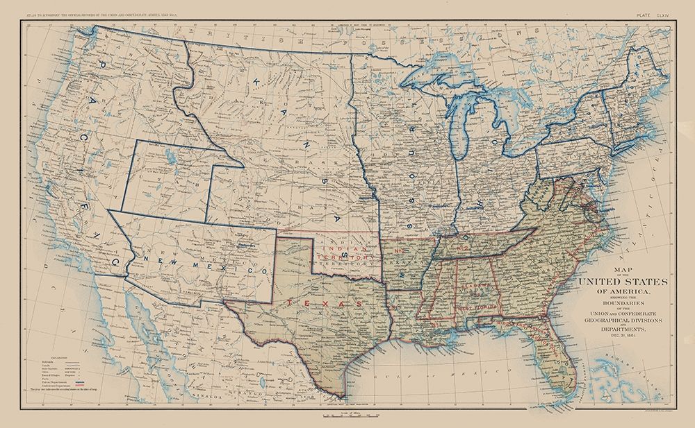 United States Union Confederate Lines 1861 art print by Bien for $57.95 CAD