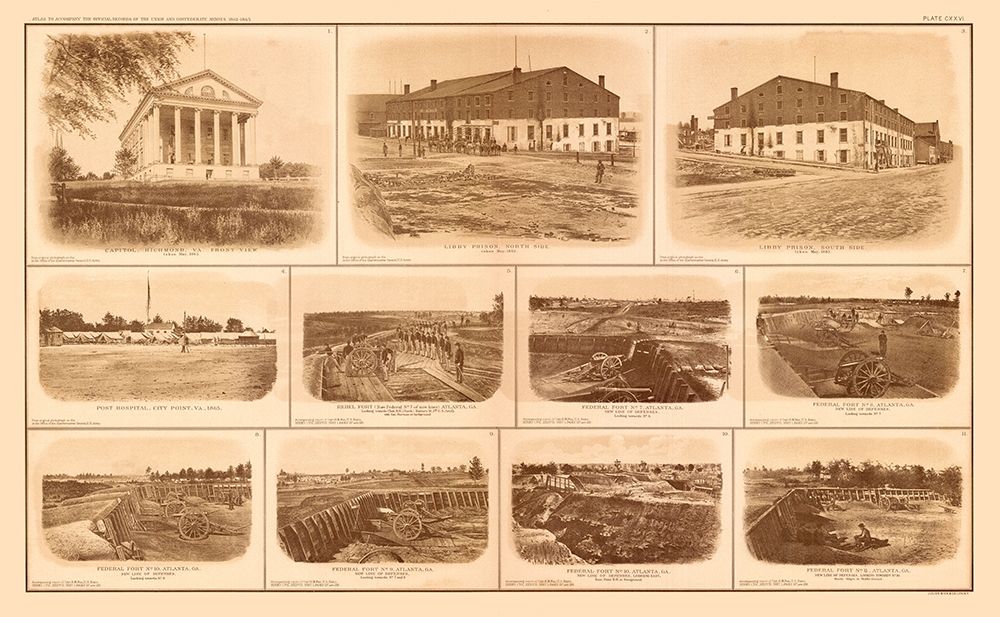 Rebel Federal Forts Georgia Virginia- Bien 1894 art print by Bien for $57.95 CAD