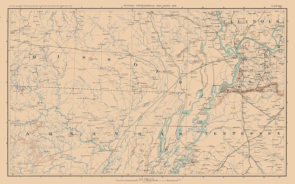 Missouri Arkansas Tennessee Illinois - Bien 1894 art print by Bien for $57.95 CAD