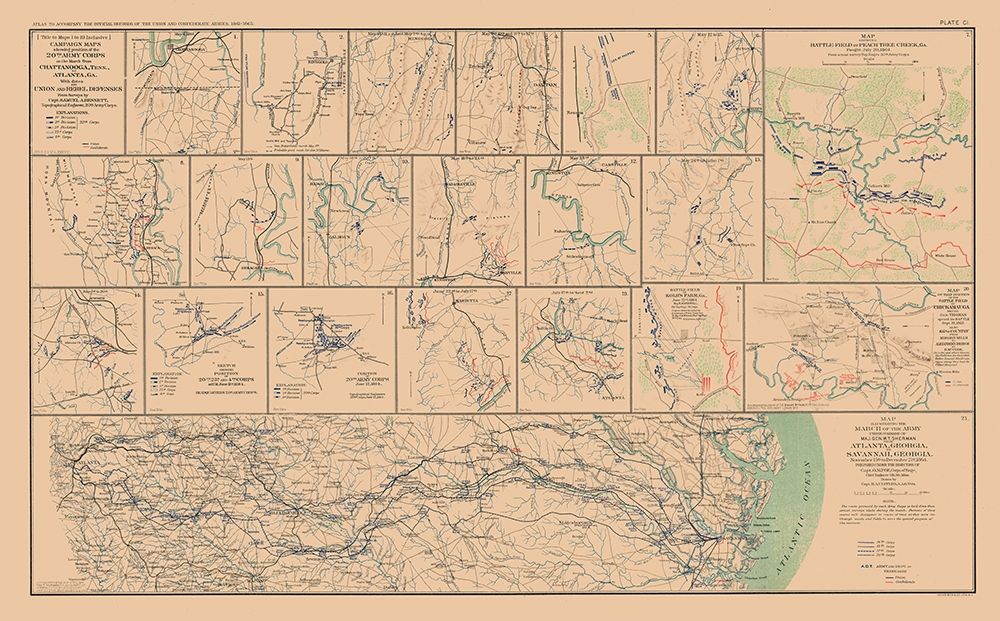 Campaigns from Chattanooga to Atlanta - Bien 1894 art print by Bien for $57.95 CAD