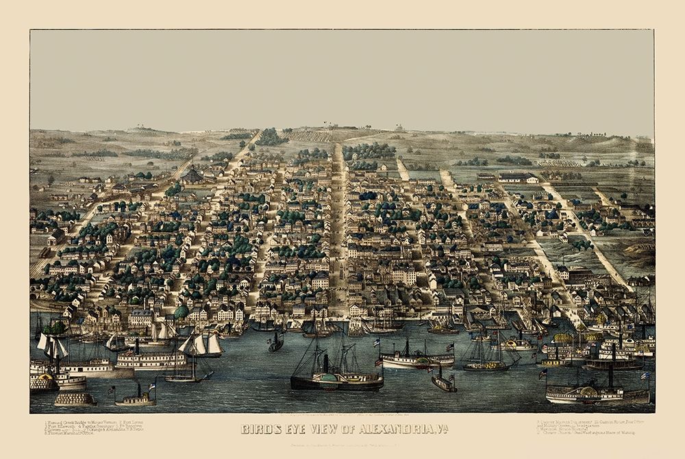 Alexandria Virginia Panoramic - Magnus 1863 art print by Magnus for $57.95 CAD
