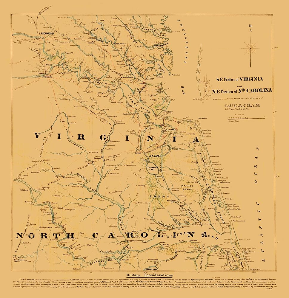 Virginia North Carolina - Cram 1860 art print by Cram for $57.95 CAD