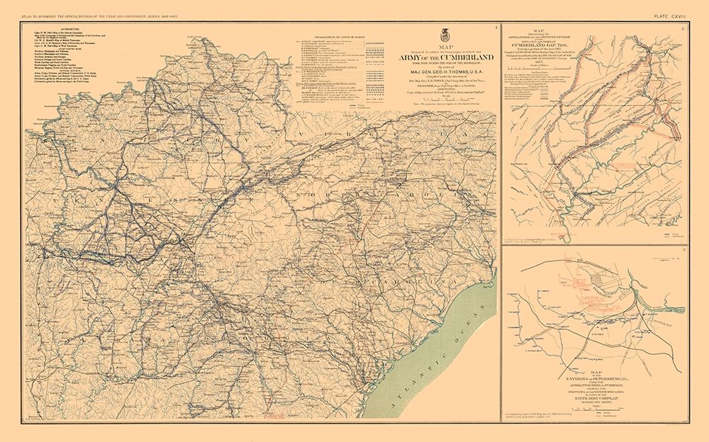 Army of Cumberland Virginia 3 Views - Bien 1894 art print by Bien for $57.95 CAD